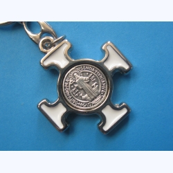 Brelok z medalem św.Benedykta-biały Nr.1